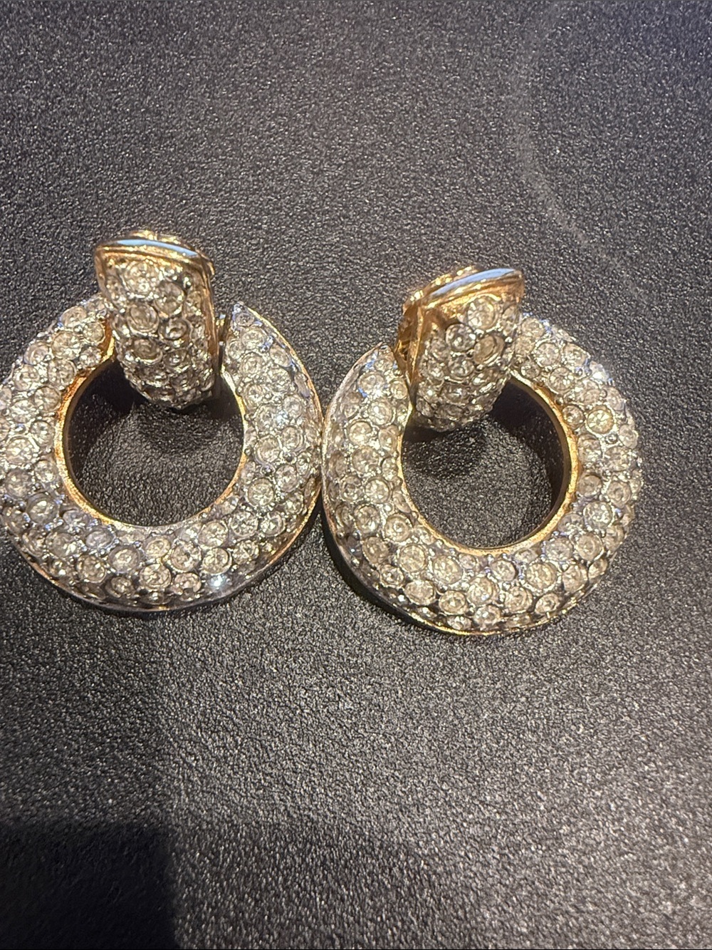 Crystal Pavé Gold-Tone Clip Earrings - Brand Unlisted